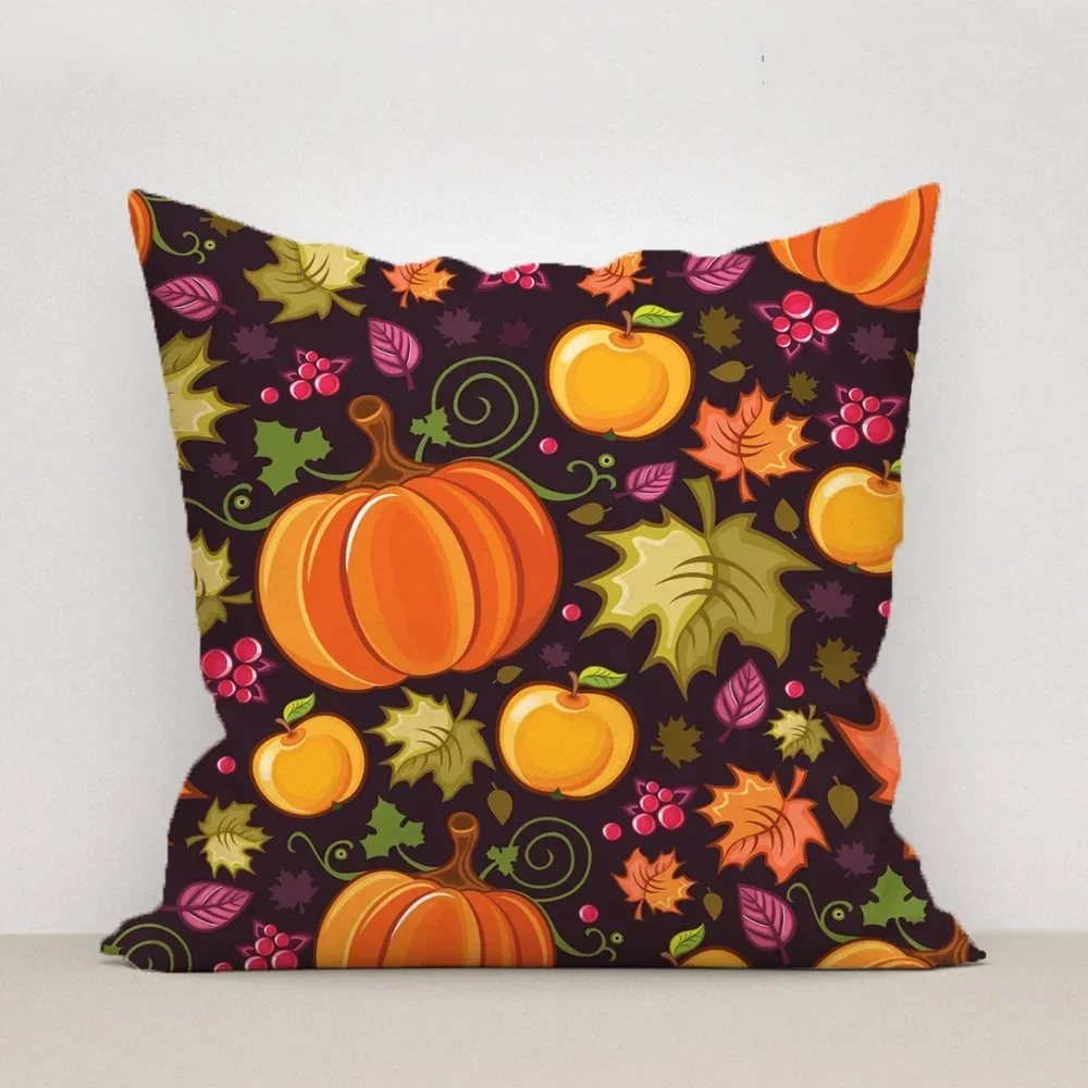 Car Sofa Pillow Cover Autumn Maple Leaf Pumpkin Cushion Cover  45x45 Pillow Pillowcase Decor