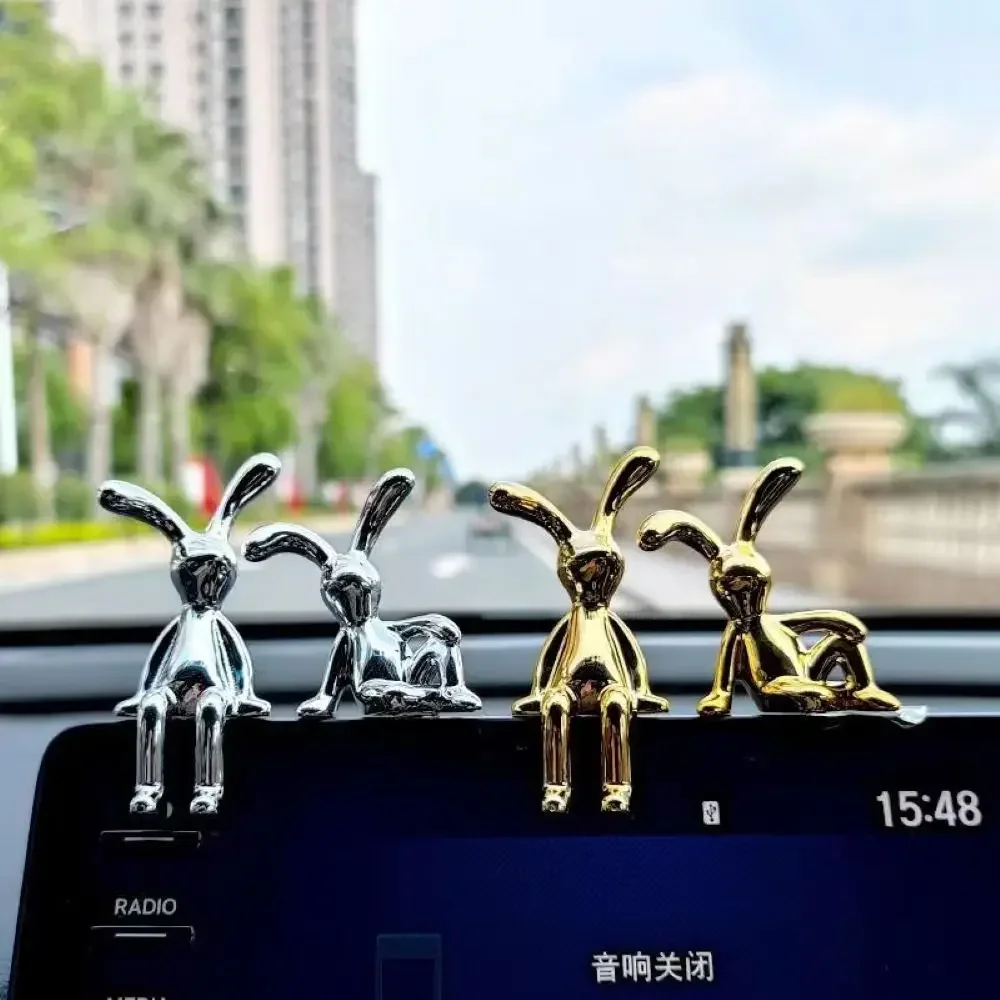 Car Interior Decoration Cartoon Animal Center Console Decor Room Dining Table Desk Figurines Miniatures Ornament Plating Rabbit