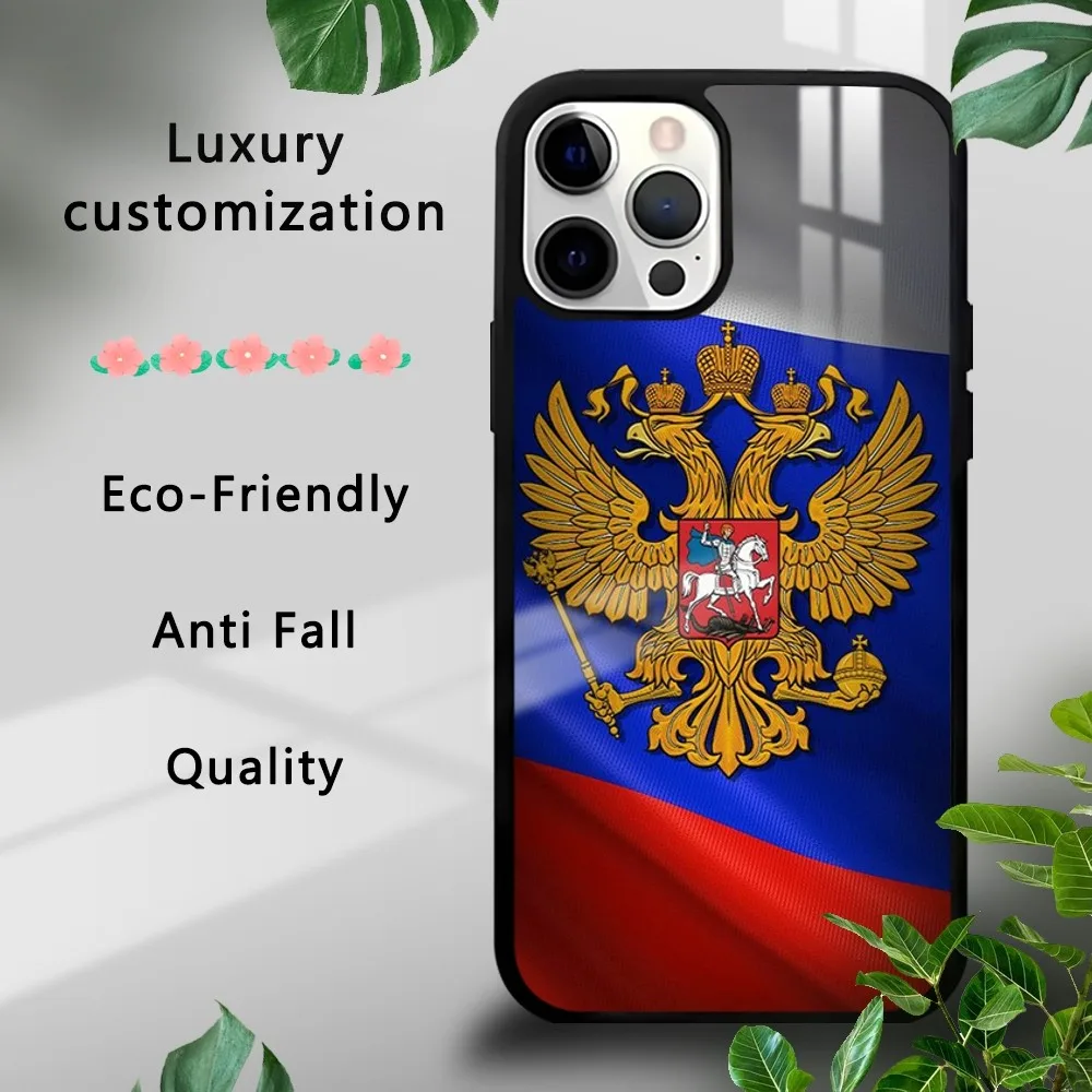 R-Russia Flag Phone Case For iPhone16 15 14 13 12 11 Pro Max Plus Mini Luxury Mirror Hard Funda