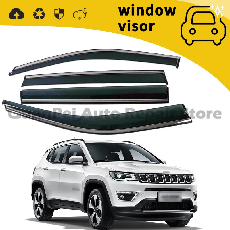 For Jeep Compass 2009 Premium Plastic Side Window Vent Visor Direct Fit Exterior Styling