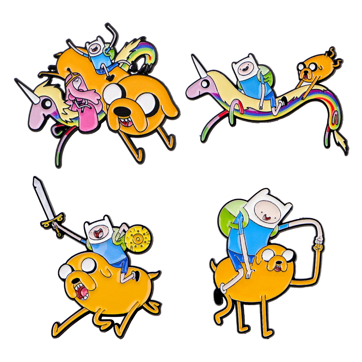 4 قطعة/المجموعة مضحك مغامرة المينا دبابيس بروش معدني على ظهره قبعة حقيبة طوق التلبيب شارات الرجال النساء مجوهرات الأزياء جمع هدية