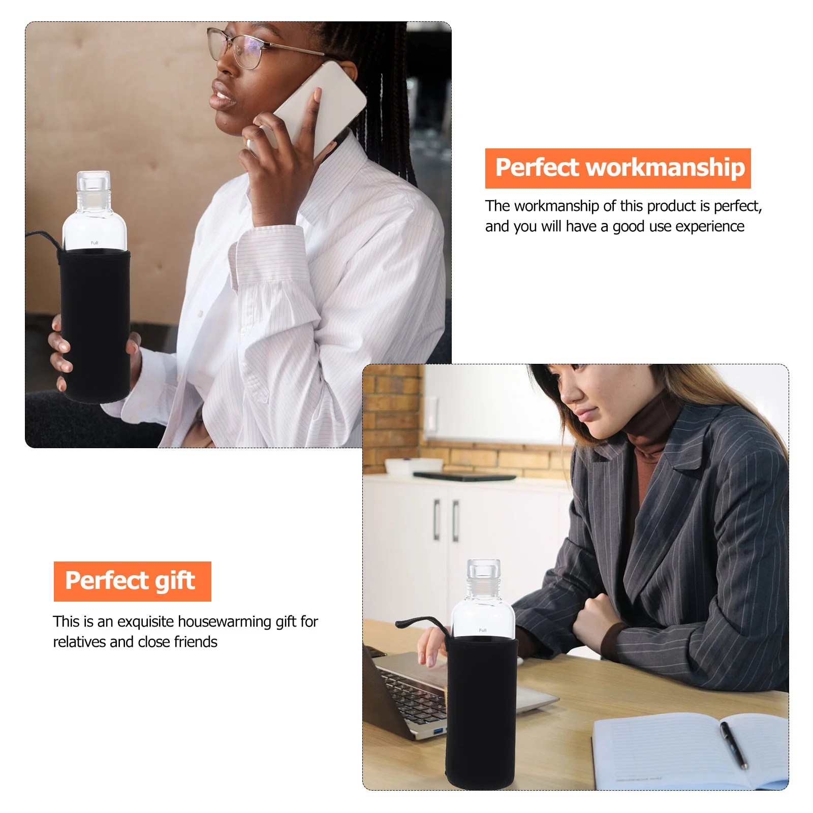 

Premium Glass Bottle Time Scale Transparent Design Practical Suitable for Water Juice Beverages Comfortable Grip