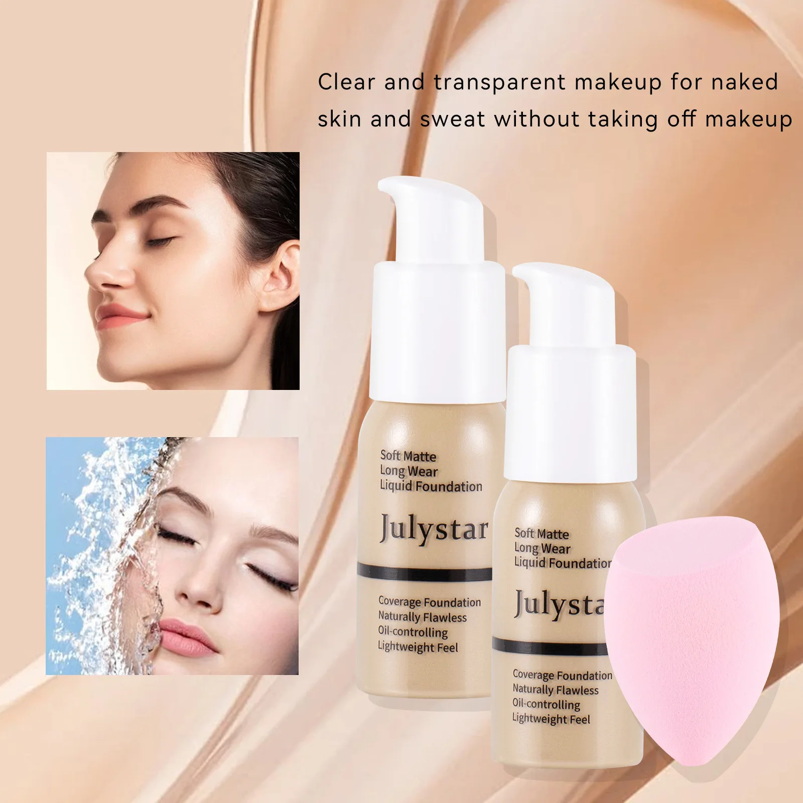 コンシーラーファンデーションセット、自然でクリア、肌の色調を明るくし、肌に潤いを与え、美容メイクアップセット、長時間持続するコンシーラー