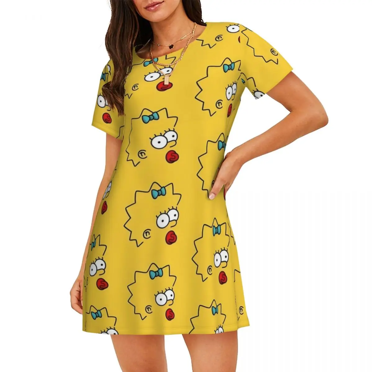 

Крутая женская ночная рубашка Simpsons с коротким рукавом, анимированный пуловер для ситкома, ночная рубашка для сна, ночная рубашка
