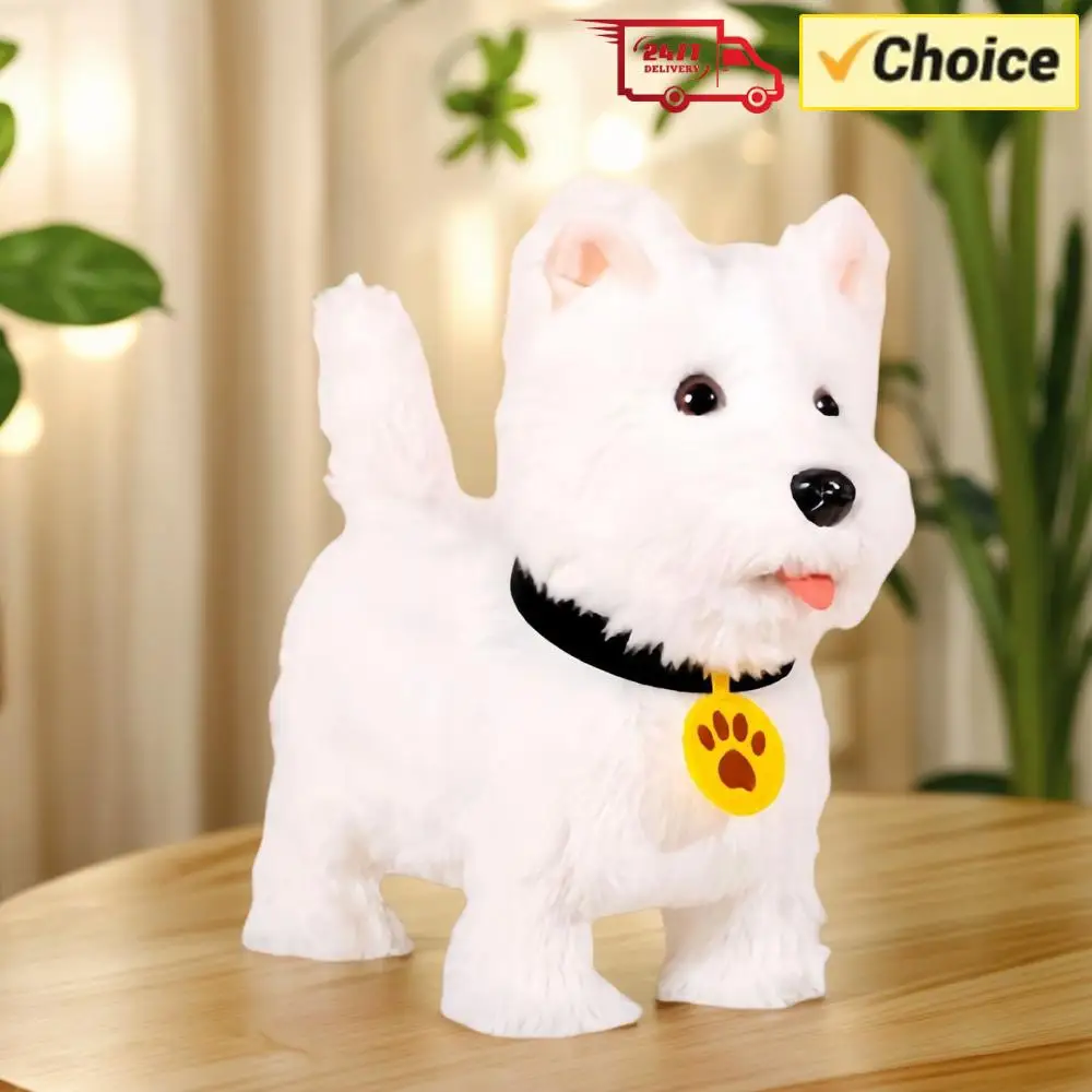 Soft Realistic Interactive Puppy Pet Dog Walking Barking & Tail Wagging Electronic Interactive Stuffed Puppy Gift for Pet Lovers