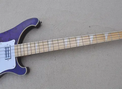4 तार वाला पर्पल नेक थ्रू बॉडी इलेक्ट्रिक बेस गिटार बर्ल मेपल वेनीयर, मेपल फ्रेटबोर्ड के साथ 8 best sales बास गिटार बॉडी - №8