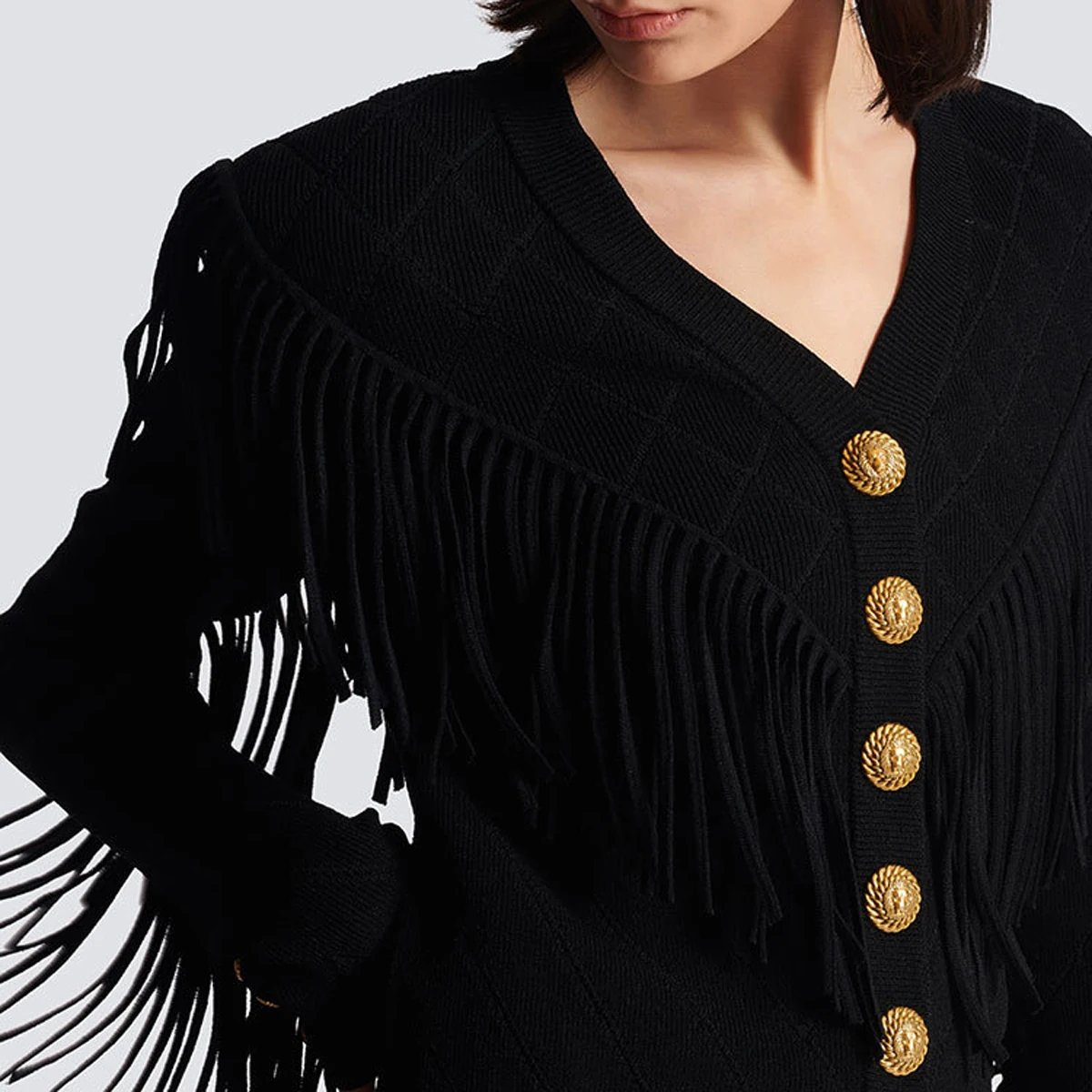 High-end Spot 2024 Spring And Autumn New High-quality Knitwear Long Sleeve V-neck Tassel Cardigan Top Woolen Jacket