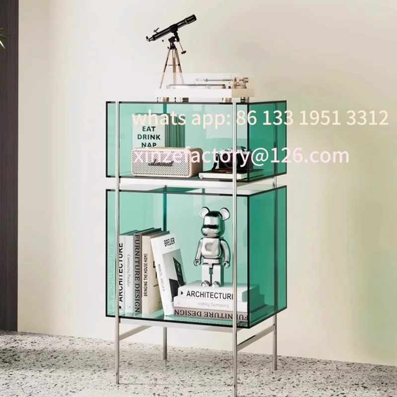 

Customizable Display Cabinet Stainless Steel Multi-layer Small Bookcase Display Shelf Acrylic Bookshelf Shelf