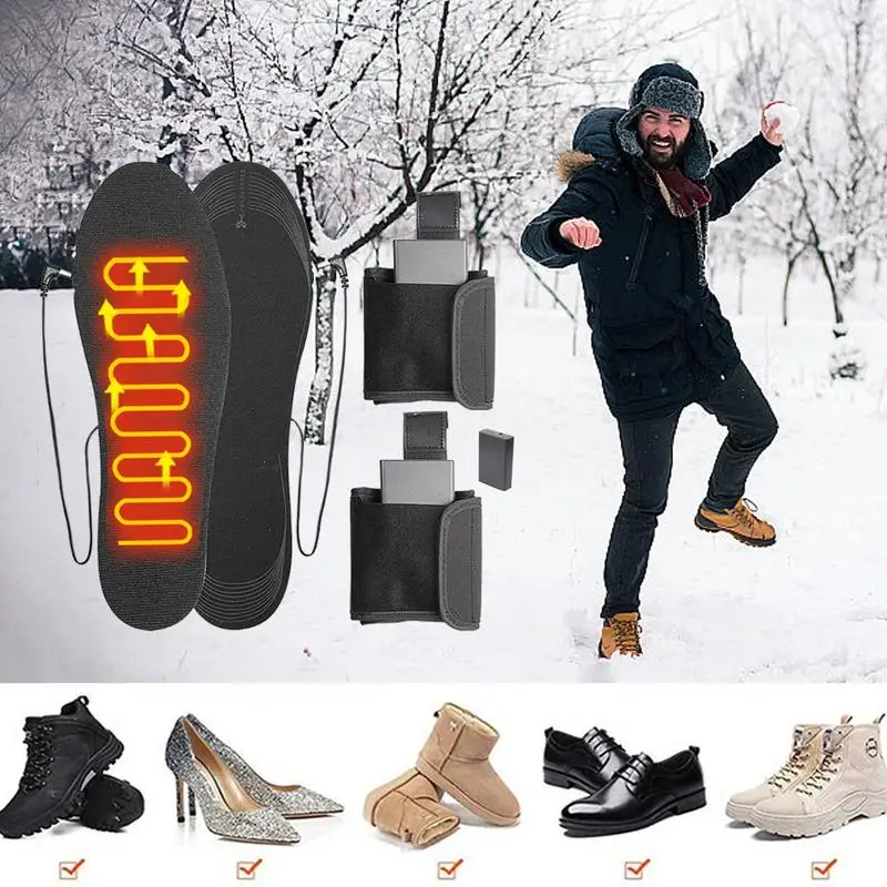 Heated Insoles Heating Shoe Inserts Electric Portable Insoles Cuttable Washable For Winter Season Cold Weather Men Women