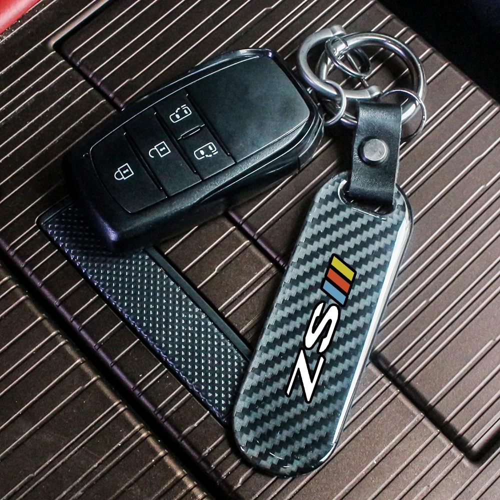 Carbon Fiber Car Key Rope For MG ZS Car Keychain Key Chain Pendant Keyring Horseshoe Buckle Auto Styling Accessories