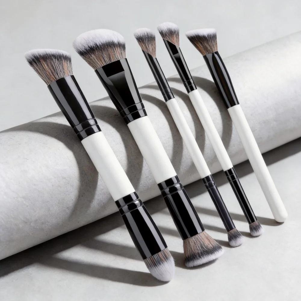 Versatile Makeup Brush Set Dual Head Soft Fiber Bristles Foundation Blush Contour Powder Cosmetic Beauty Brushes