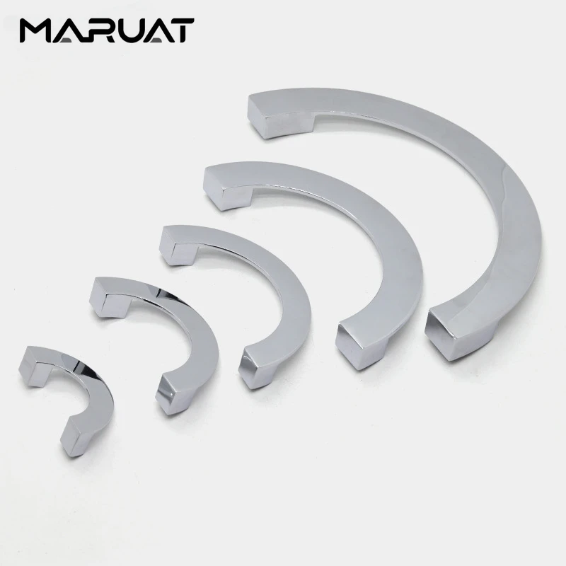 Half Round Paired Circular Cupboard Handles Kitchen Cabinet Handles Drawer Closet Wardrobe Pulls Bright Silver Furniture Handles