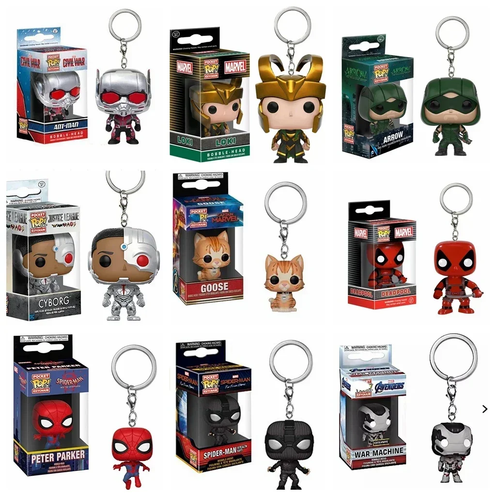 Funko Pop Captain America Inro Man Deadpool الرجل العنكبوت ثانوس ثور المفاتيح اللعب دمية الفينيل تحصيل لعبة الشكل طفل هدية l03