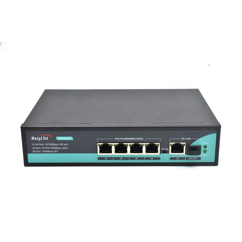 Wanglink WOR-SL411P 48V 10/100M 4-Port POE+1.25G Giga SFP Fiber Slot+1000Mbps Uplink POE Switch For Cameraip,65W