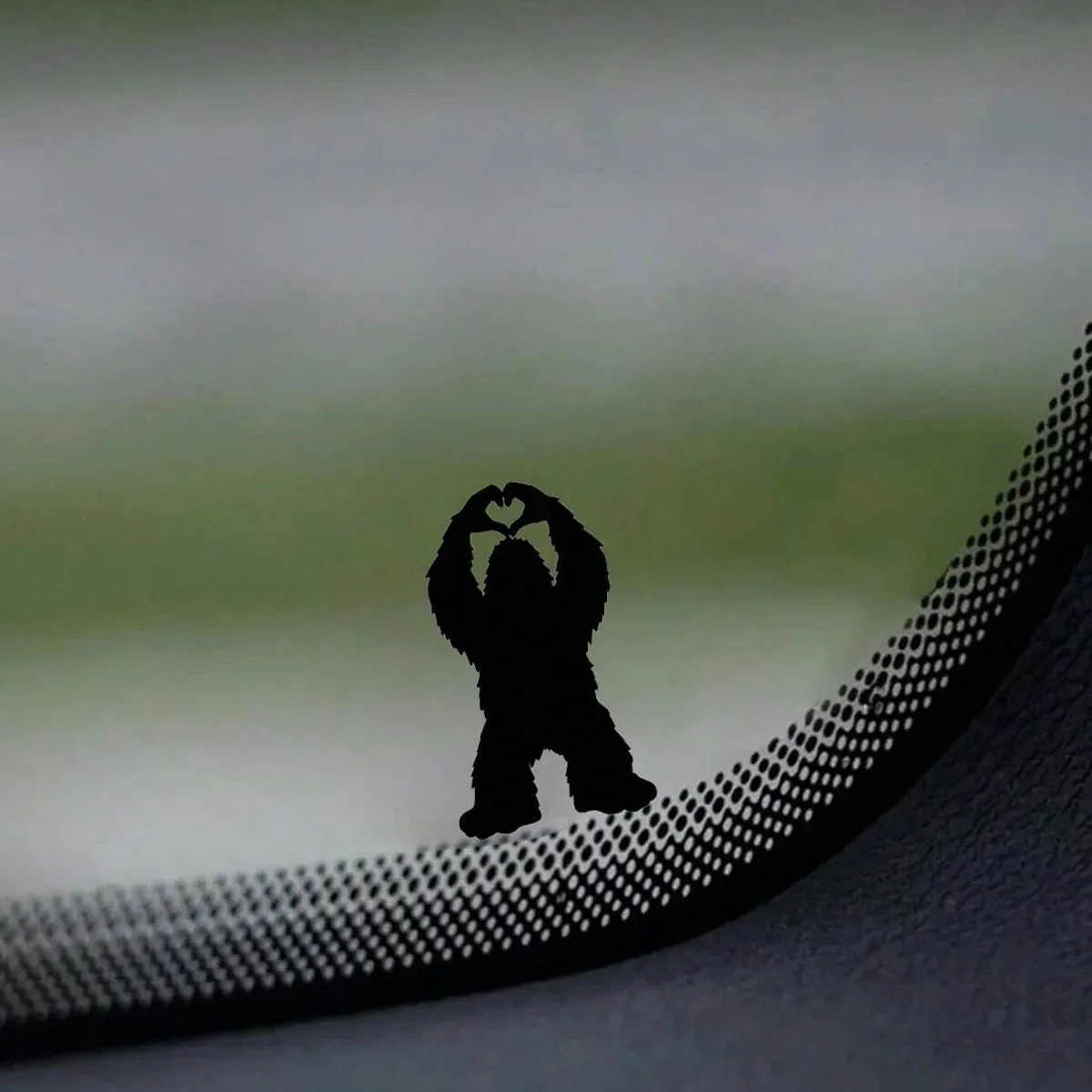 Tiny Bigfoot Heart Hands Vinyl Decal Sasquatch Hidden Car Sticker, Rearview Mirror Sticker for Car Motorcycle Interior DIY Decor