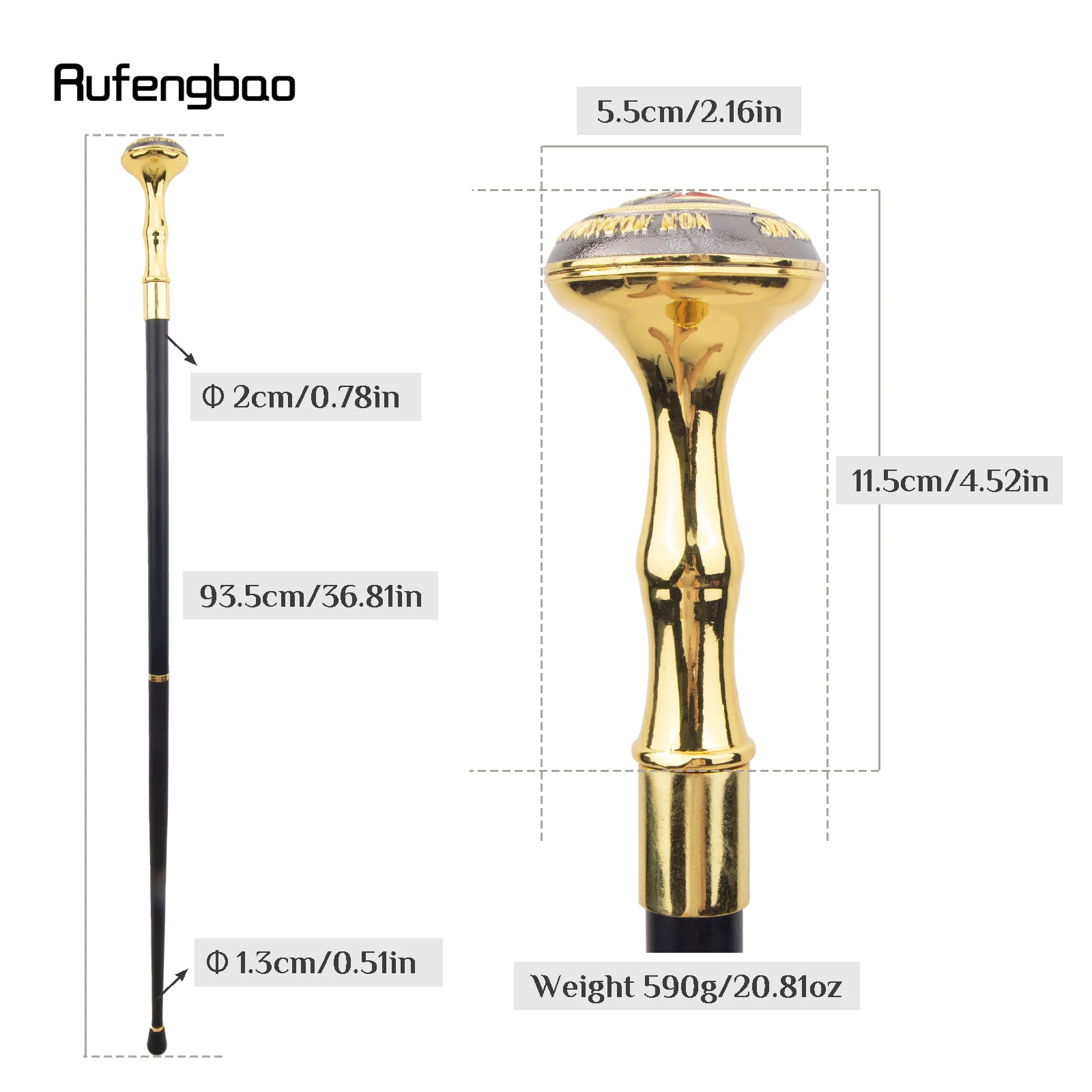 Red Cross Freemasonry Freemasons Totem Relief Walking Cane Fashion Walking Stick Gentleman Crosier Knob Walking Stick 93cm