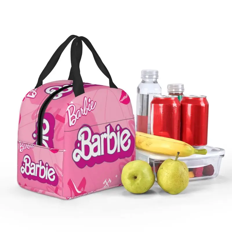 Custom Barbie Lunch Bag Portable Cooler Thermal Insulated Lunch Box For Women Kids School Children Picnic Travel Food Tote Bags