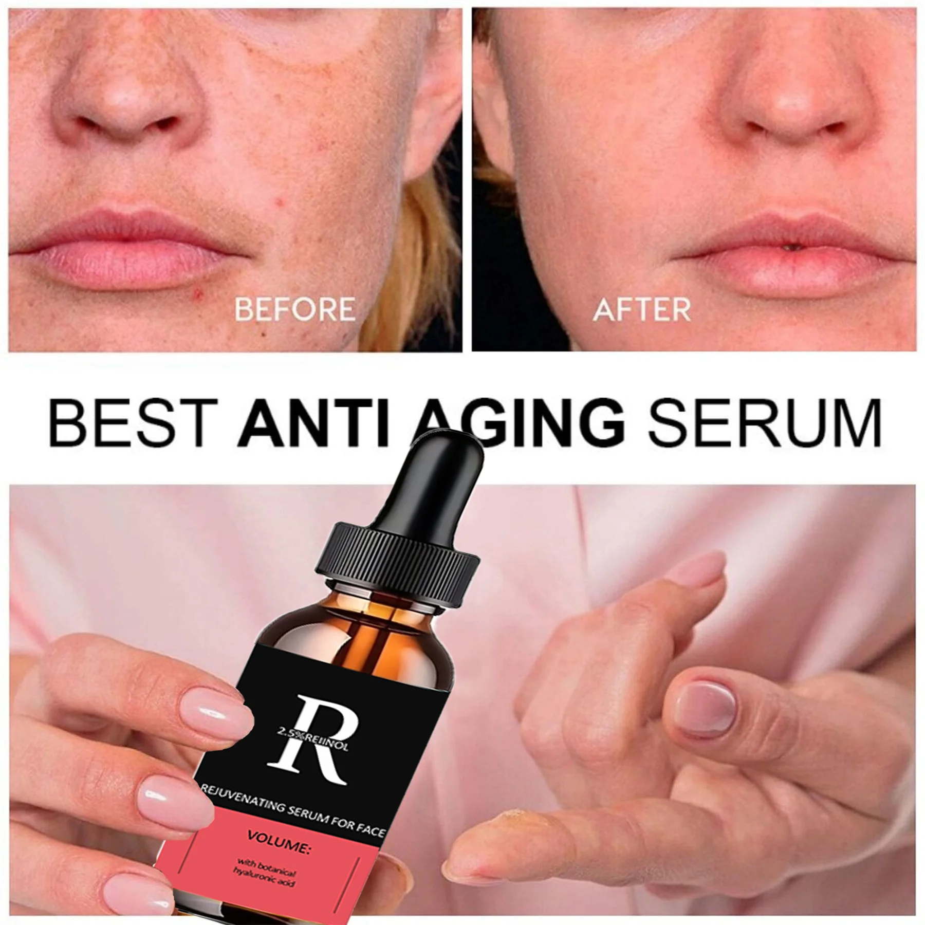 Retinol Facial Serum Organic Whitening Anti-Aging Wrinkle Essence Face Skin Care Vitamin Hyaluronic Acid Moisturizing