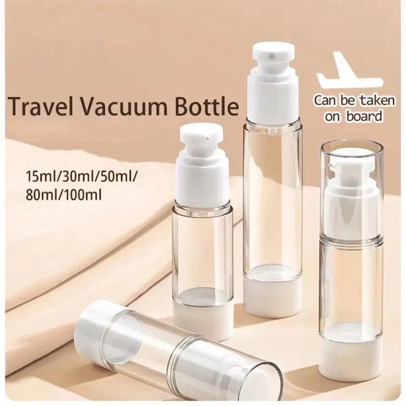 Reisegröße Lotion-Pumpflasche Lebensmittelechter Klarer Kunststoff Vakuumspraybehälter 15/30ml Auslaufsicher für Hautpflege Tragbar – Detail 5