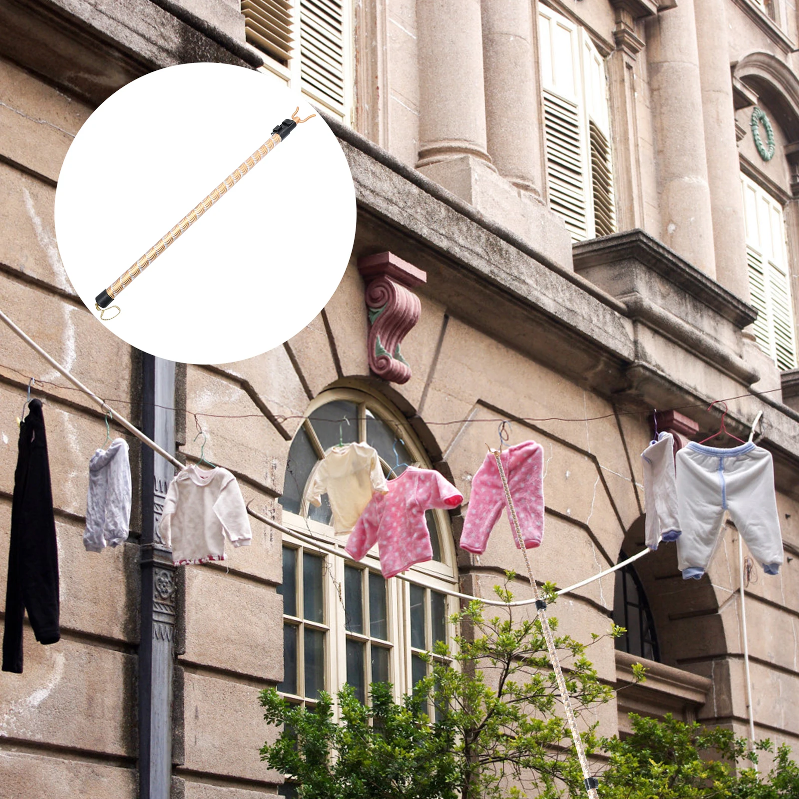 

Retractable Clothes Rail Extension Pole Racks Bracket Reacher Clothesline Drying Prop Outdoor Alloy Indoor Hanging