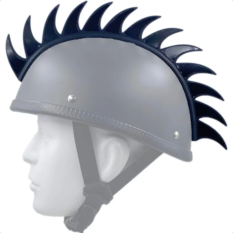 

Punk Rubber Mohawk Warhawk Wig Accory Stick On Helmet for Ski Skate Bike Biker Bicycle Scooter Motorcycle Helmet fin Black Refl