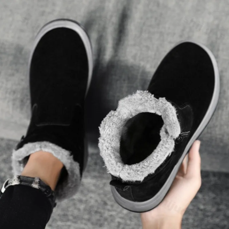 

Concise Solid Warm Thickern Non Slip Snow Boots for Men 2025 Winter Retro Versatile Plush Comfortable Hairy Chunky Cotton Boots