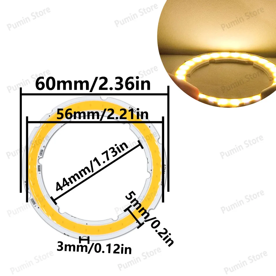 Angel Eyes 12V LED COB Runde Ring-Glühbirne Lichtquelle Warmweiß Kaltweiß 20-120mm LED-Chip-Modul Dekorative Heimbeleuchtung Deckenlampe