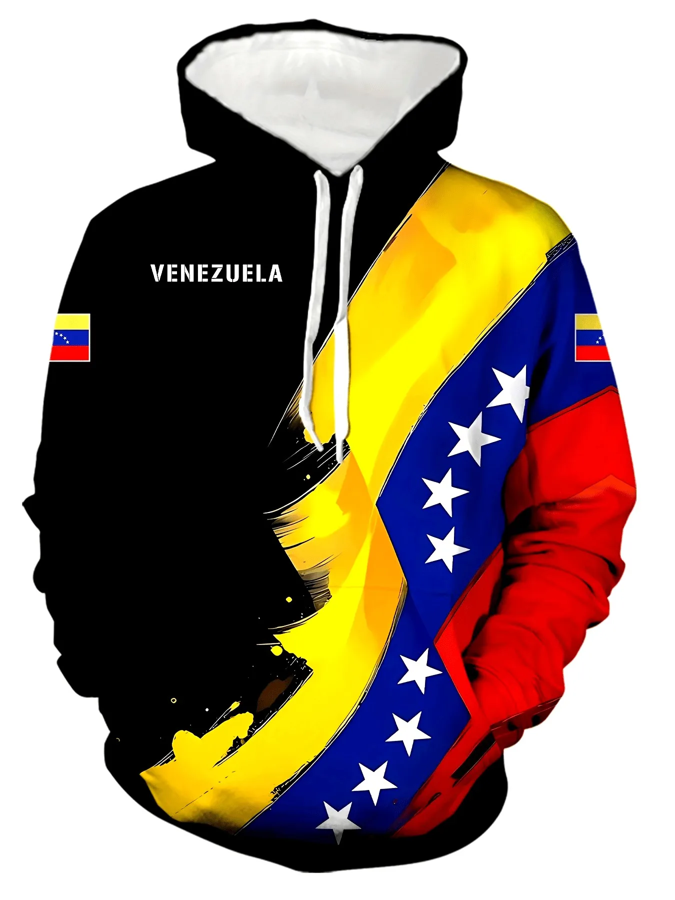 Mens Contrast Color Hoodie Abstract Splash Ink National Flag Graphic Country Letter Daily Patriotic Casual Sweat Top