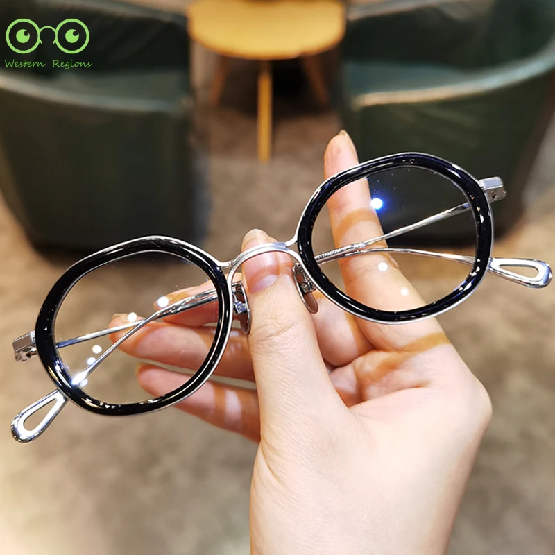 إطار دائري بسيط جديد لعام 2025 للرجال والنساء إطار تيتانيوم عصري وأدبي متعدد الاستخدامات وخفيف الوزن مع مرآة قصر النظر