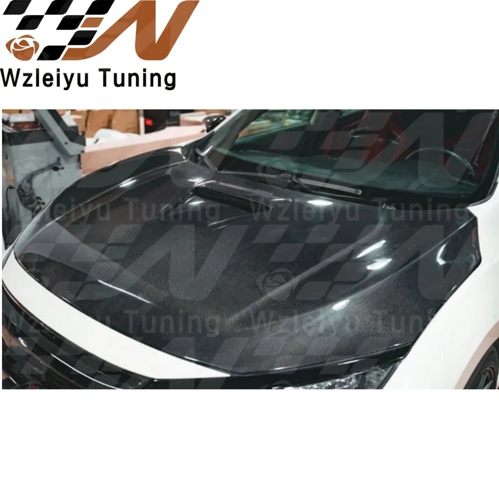 New Style Real Carbon Fiber Front Hood Bonnet Fit For Honda Civic FK8 TypeR 2017-2022 High Quality Fitment