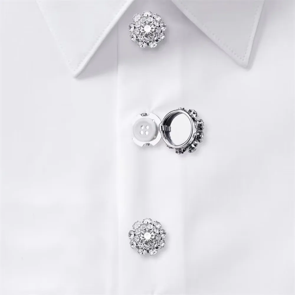 Easy Use Sparkling Rhinestone Button Covers Detachable Elegant Clip-On Buttons Exquisite No-drill DIY Sewing Buttons Gift