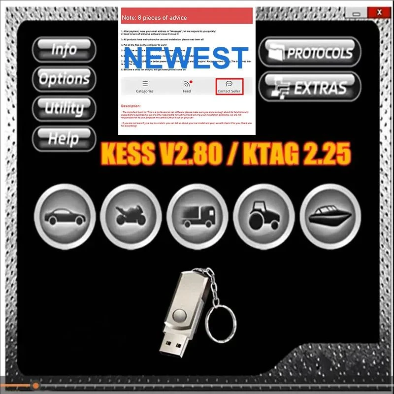 2024 Car Repair Software KESS V2.80 For Kess V5.017 Ksuite 2.53 2.47 Ktag V2.25 Online Version Master ECU Chip Tuning Tool