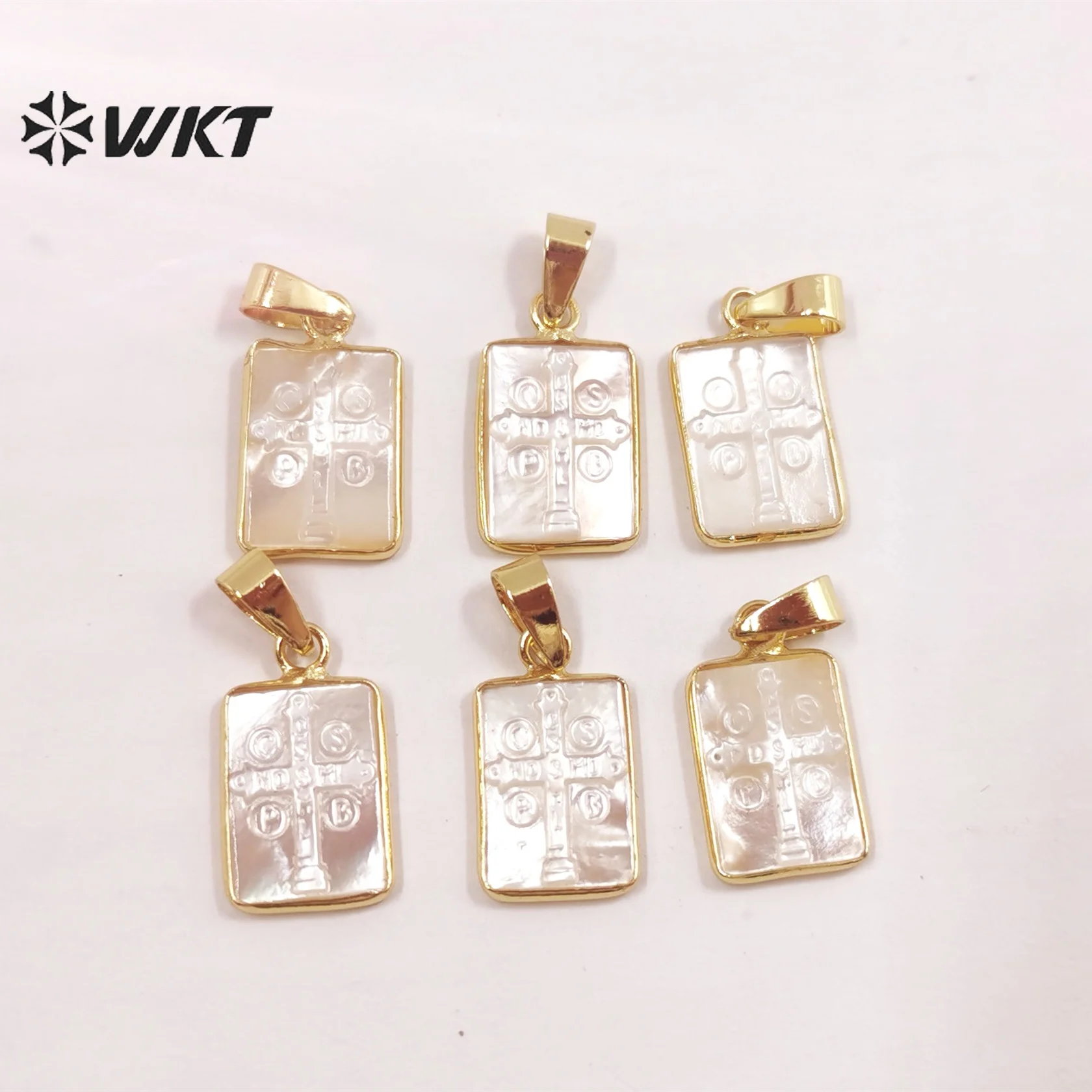 WT-JP305 WKT unique Mother of Pear Religious Cross pendant lady tiny white shell carved Christian Cross pendants