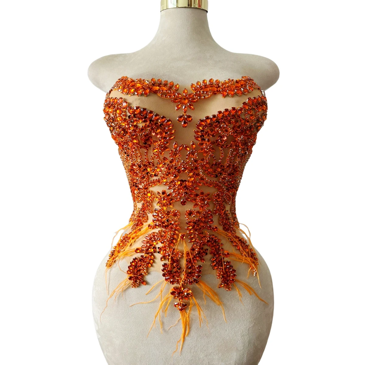 13 色手作りダイヤモンドダチョウの羽のガウンアクセサリー素材ビーズチュールアパレル装飾イブニングドレス生地