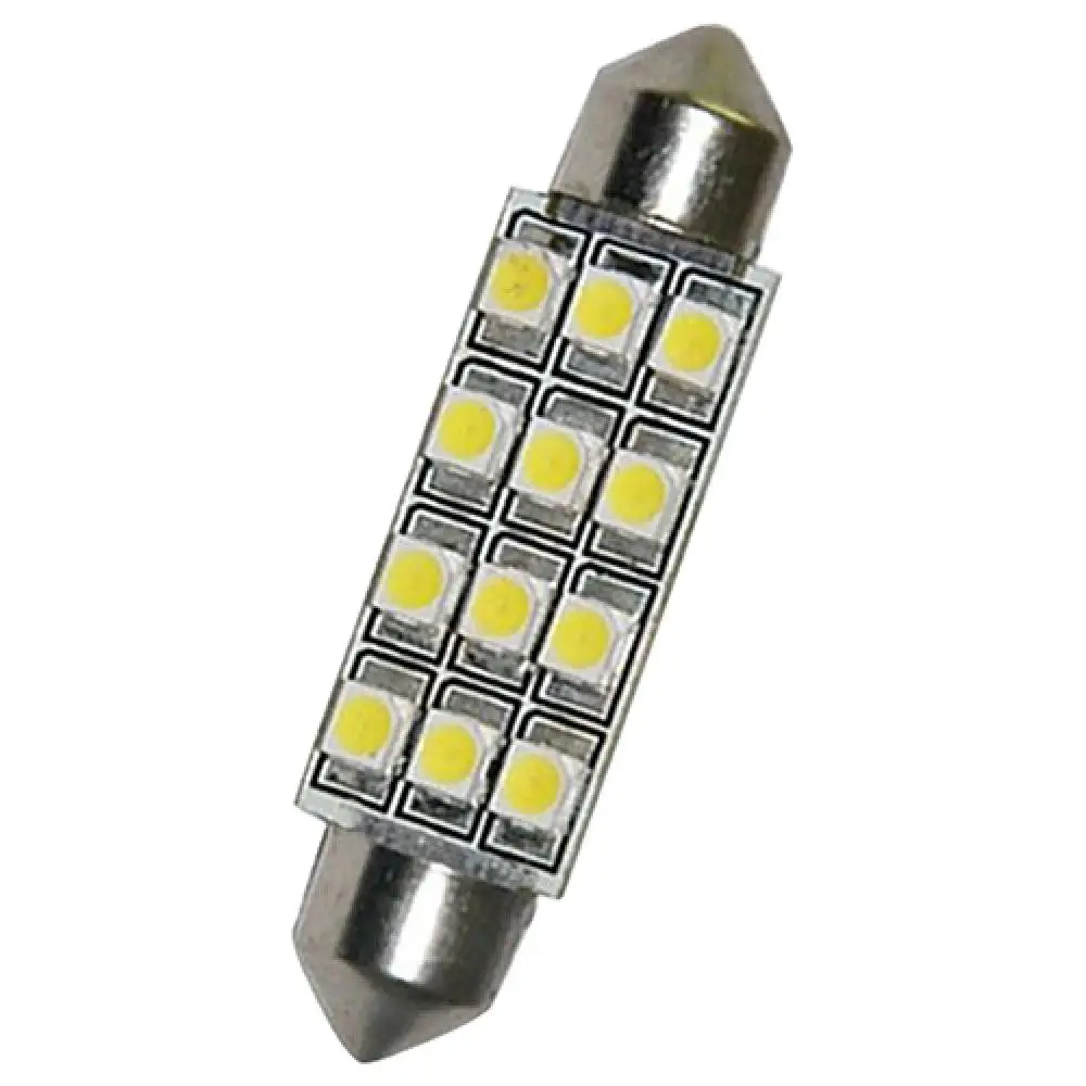 2 Pcs Car Dome 12 3528-SMD LED lampadina interna lampada a festone 42mm bianco