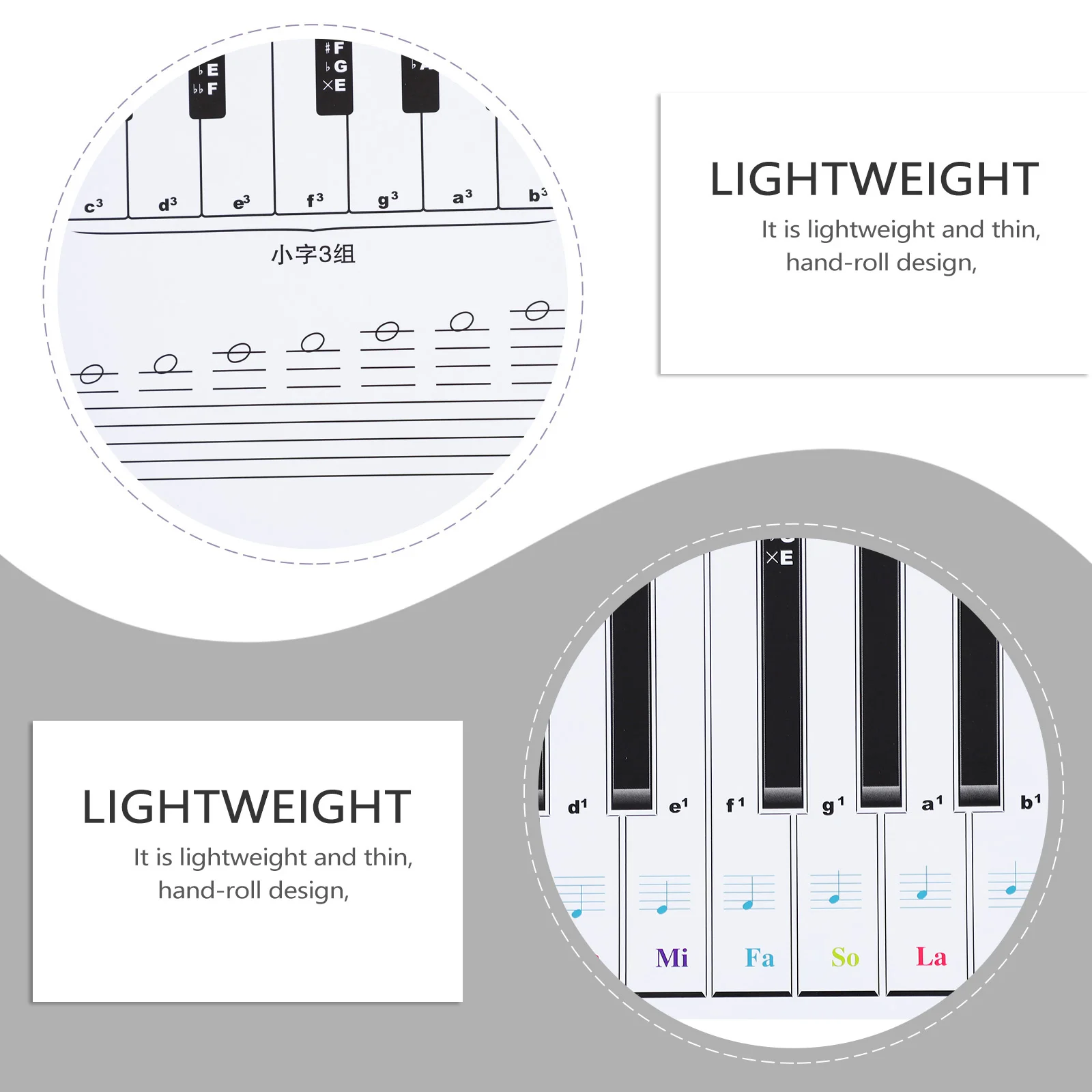 

88 Key Hand Roll Piano Keyboard Practice Guide Paper Chart For Student Waterproof Dustproof Standard Key Spacing Black White