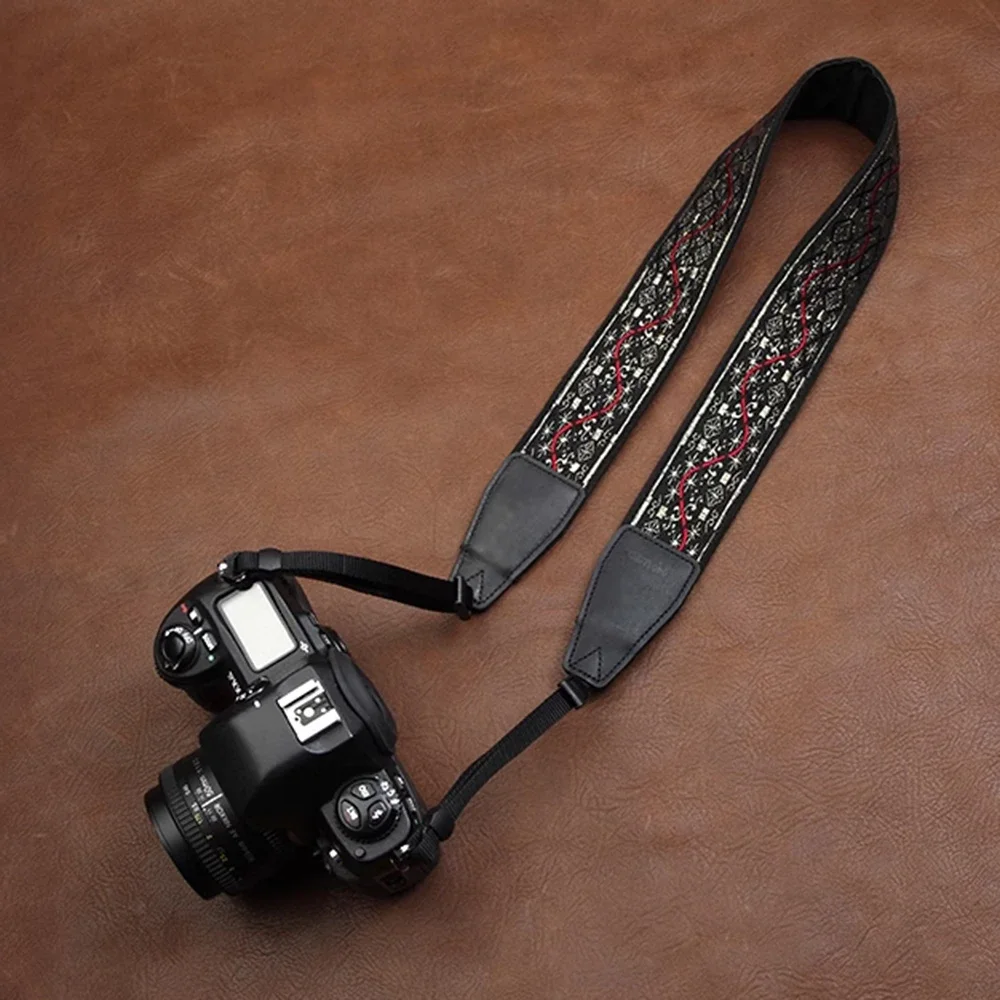 Embroidered Style Camera Strap Adjustable CrossBody DSLR Camera Neck Strap Micro Single Photography Shoulder Strap