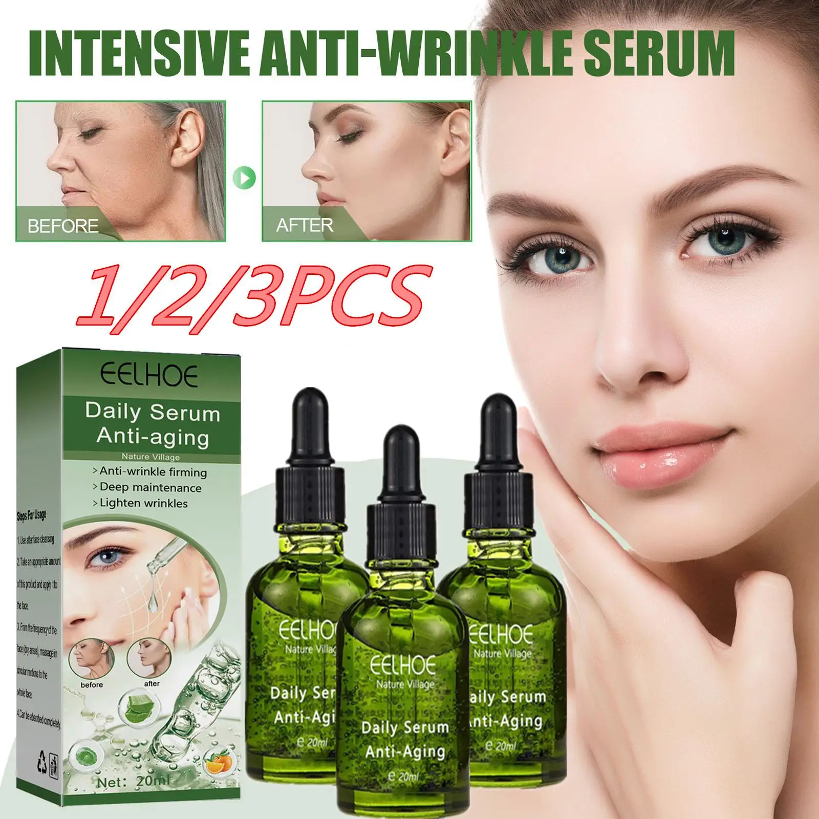 

Instant Wrinkle Remover Face Serum Lifting Firming Fade Fine Lines Anti-aging Essence Whitening Brighten Nourish Skin Care