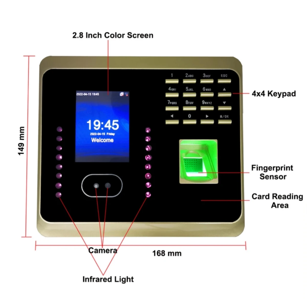 ZK Time Attendance Machine UF100plus Biometric Face Fingerprint Recognition WiFi TCP/IP USB Free Software for Office Factory