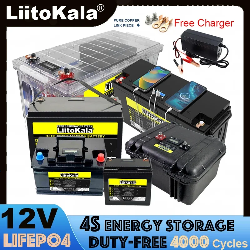 

LiitoKala 12V/12.8v 310Ah 280Ah 200Ah 180Ah 120Ah 4s LiFePO4 Battery Lithium Iron Phosphate Batteries Travel Camp 14.6v Charger