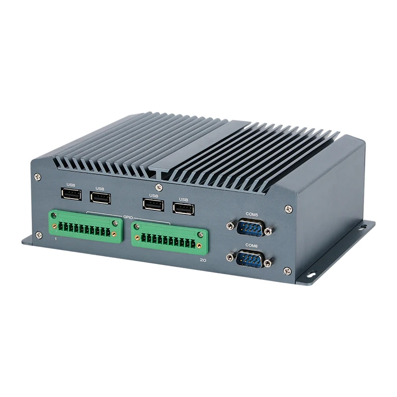 Helorpc Industrial Mini PC with I5-8250U Support GPIO POE WiFi 4G LTE Fanless Computer with 4xLAN 6xRS232/422/485 8xUSB 1xHDMI