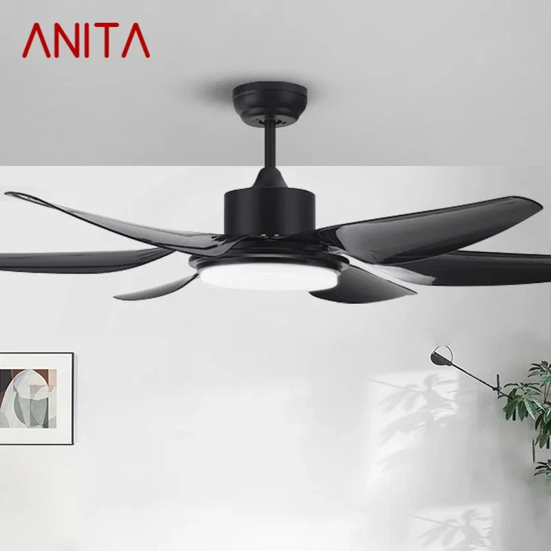 

ANITA Nordic LED Fan Light American Style Restaurant Living Room Study Ceiling Fan Light Remote Electric Fan Light