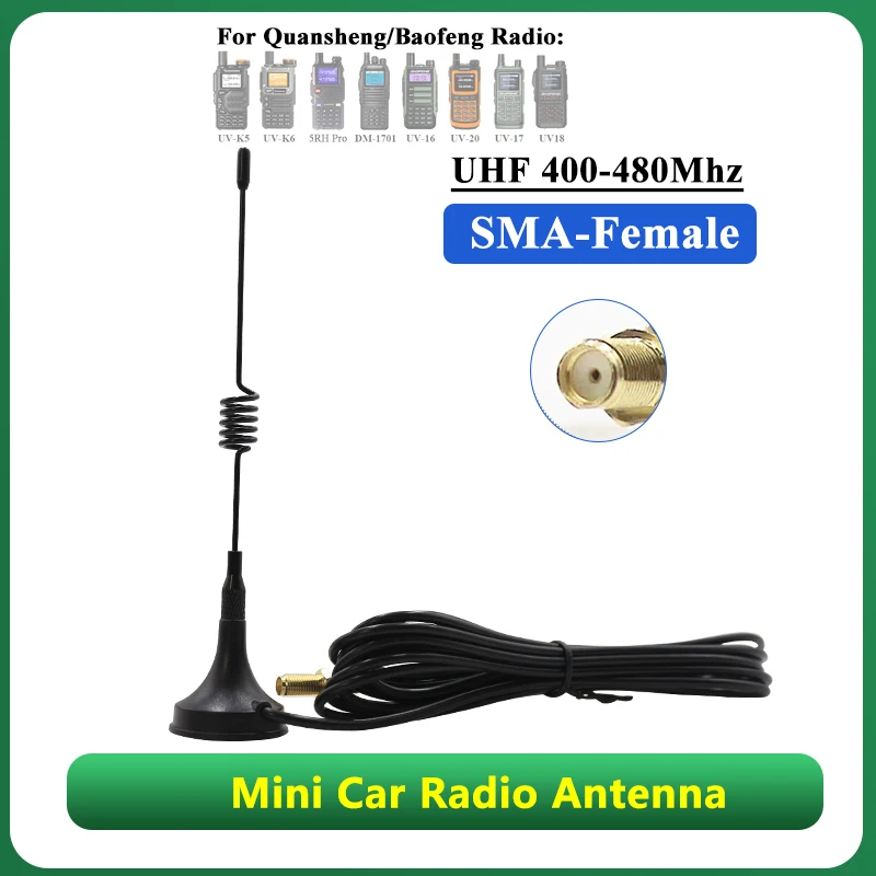 

Мини-автомобильная антенна UHF 400-480 МГц SMA-Famale аэрическая для UV18 Pro Max UVK5 UV-K6 Walkie Talkie UV-5RH Pro UV-5RM аксессуары для радио