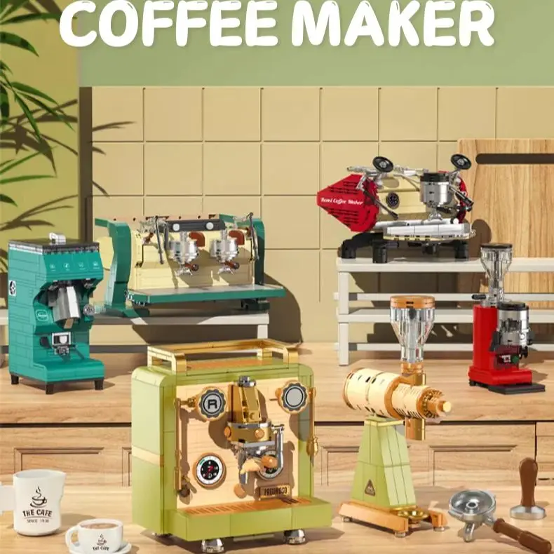 

678 шт., креативная серия, классическая кофеварка, строительные блоки, автоматическая машина для напитков, набор моделей, игрушки, подарок для мальчиков и девочек