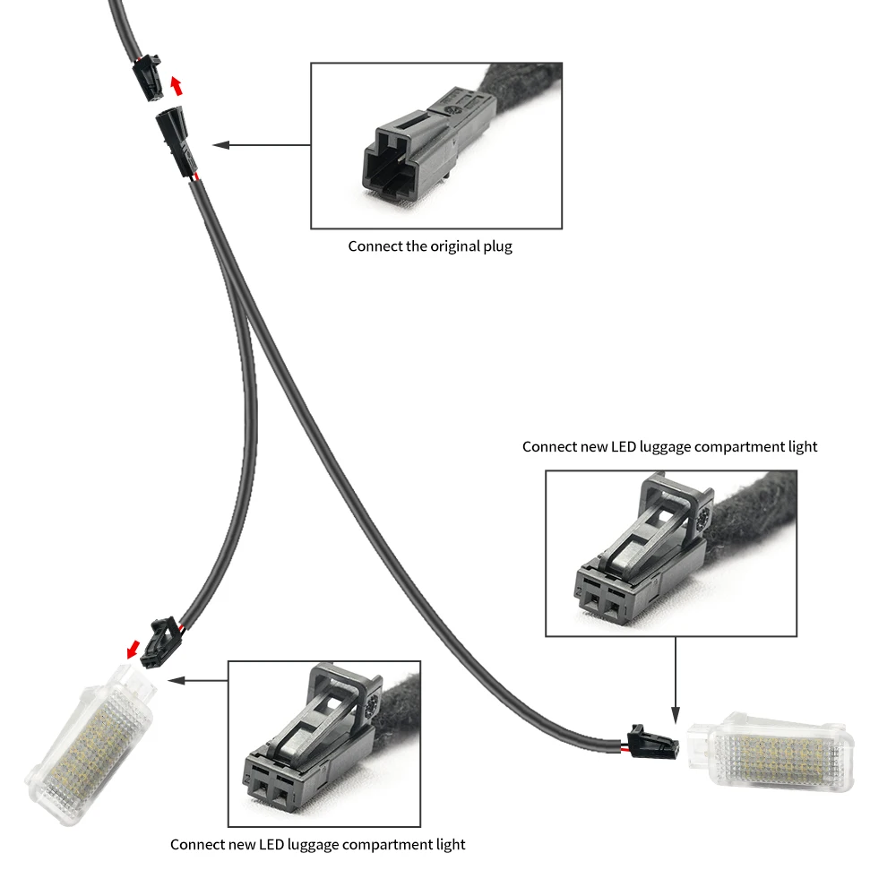 2 قطعة ل 2016-2024 أودي A4 S4 B9 سيدان S4 B9 سيدان A3 S3 RS3 8Y Q2 Led مقصورة الأمتعة الداخلية مصباح إضاءة صندوق السيارة ث/الأسلاك تسخير #5