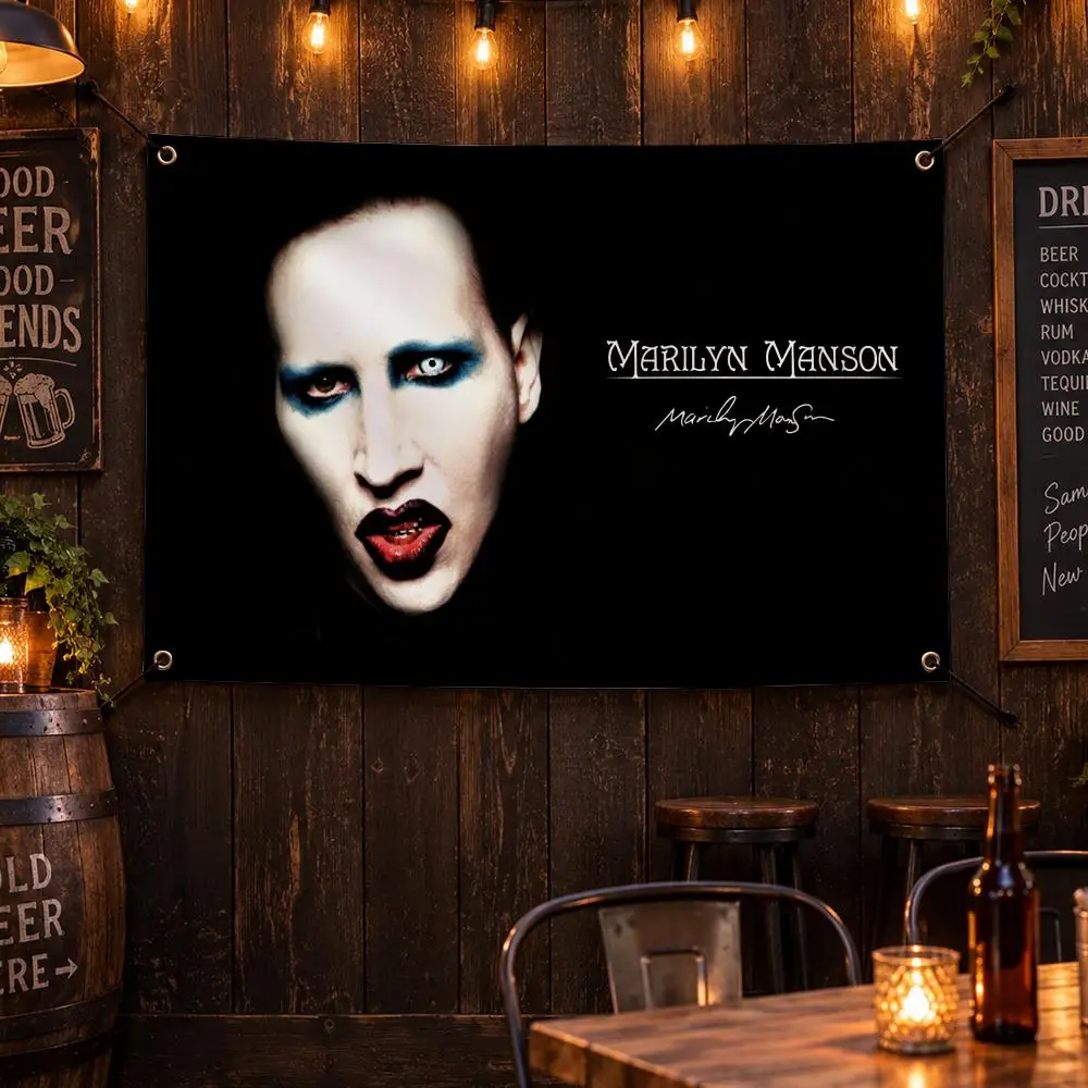 Singer M-Marilyn Manson Flags Personalized Flag Room Dorm Camping Picnic Garage Bar Indoor Outdoor Wall Decor