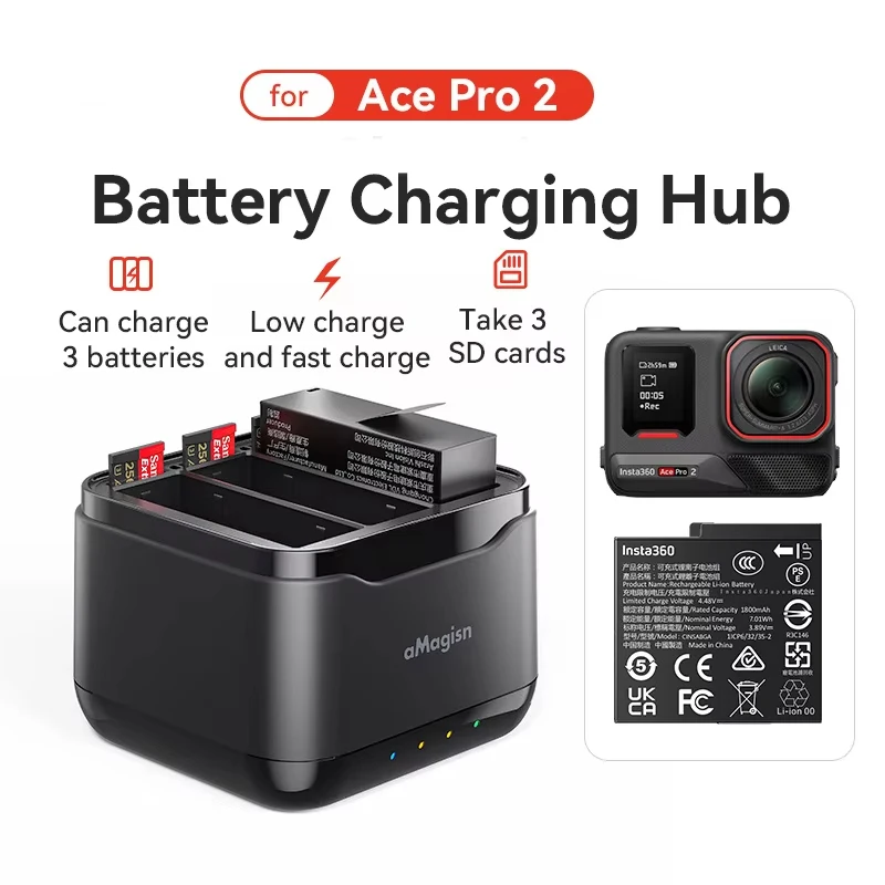 �y�Z�[�����zInsta360 AcePro2 �p 3 �`�����l�� �o�b�e���[�[�d�� Insta360 Ace Pro 2 �p�o�b�e���[�[�d�� �[�d�X�^���h �[�d��A�N�Z�T���[
