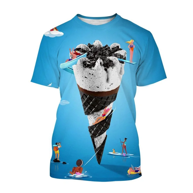 Food Ice Cream 3d Printing T-shirt Summer Breathable Short-sleeved T Shirt Men Women Fashion Casual Harajuku Streetwear Tees