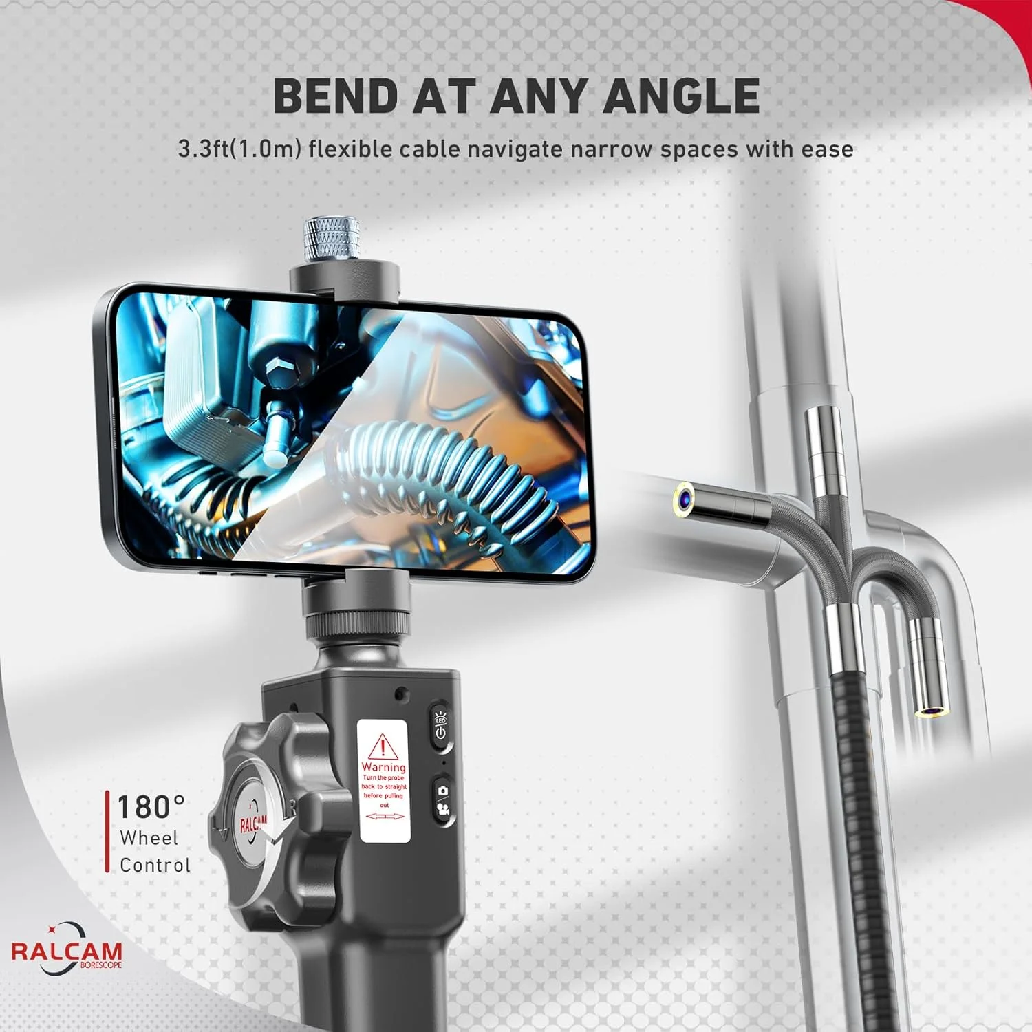 360-Degree Articulated Drain Rotary Industrial Automotive Sewer Boroscope Endoscope Inspection Camera Joint For Iphone Cars