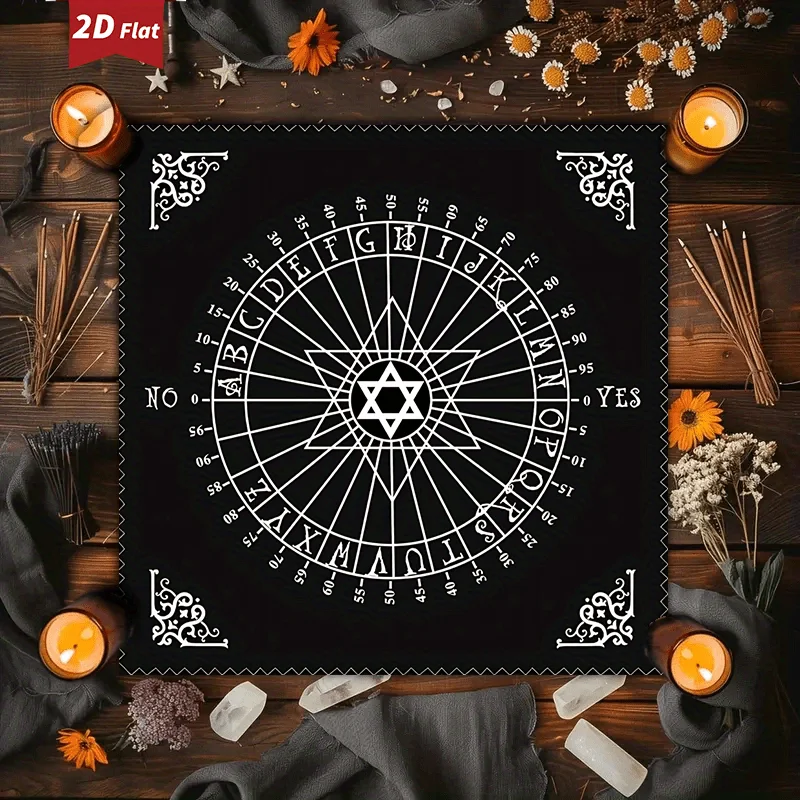 1pc Hexagram Pattern Tarot Cloth Non-slip Rubber Base Altar Table Cover Gothic Style Pendulum Mat Oracle Cards Reading